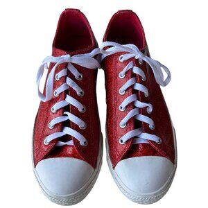 Converse All Star Brand Glittery Red Sneakers w/White Laces Junior/Unisex Size 6